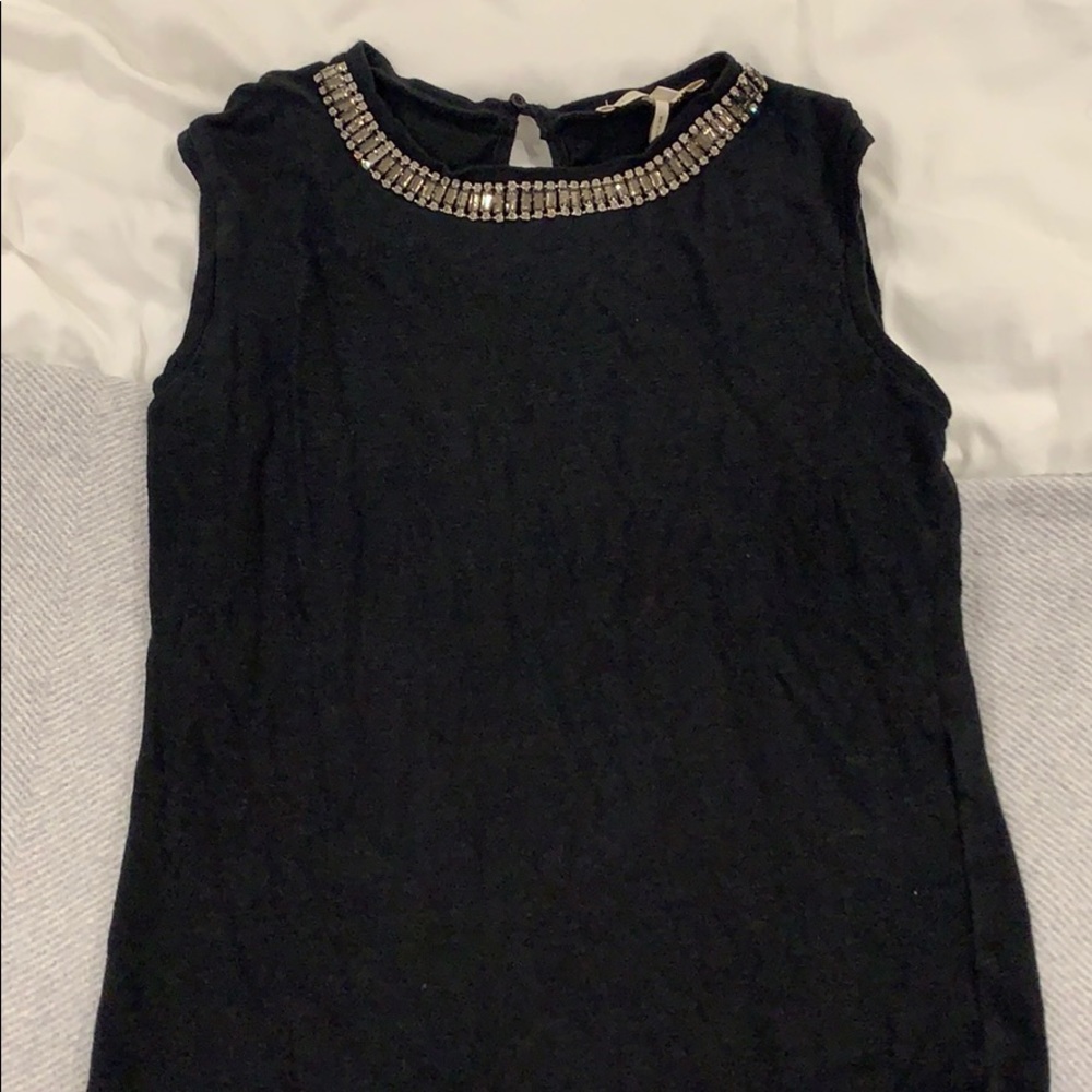 Maje Jeweled Black Sleeveless Top - size: 1